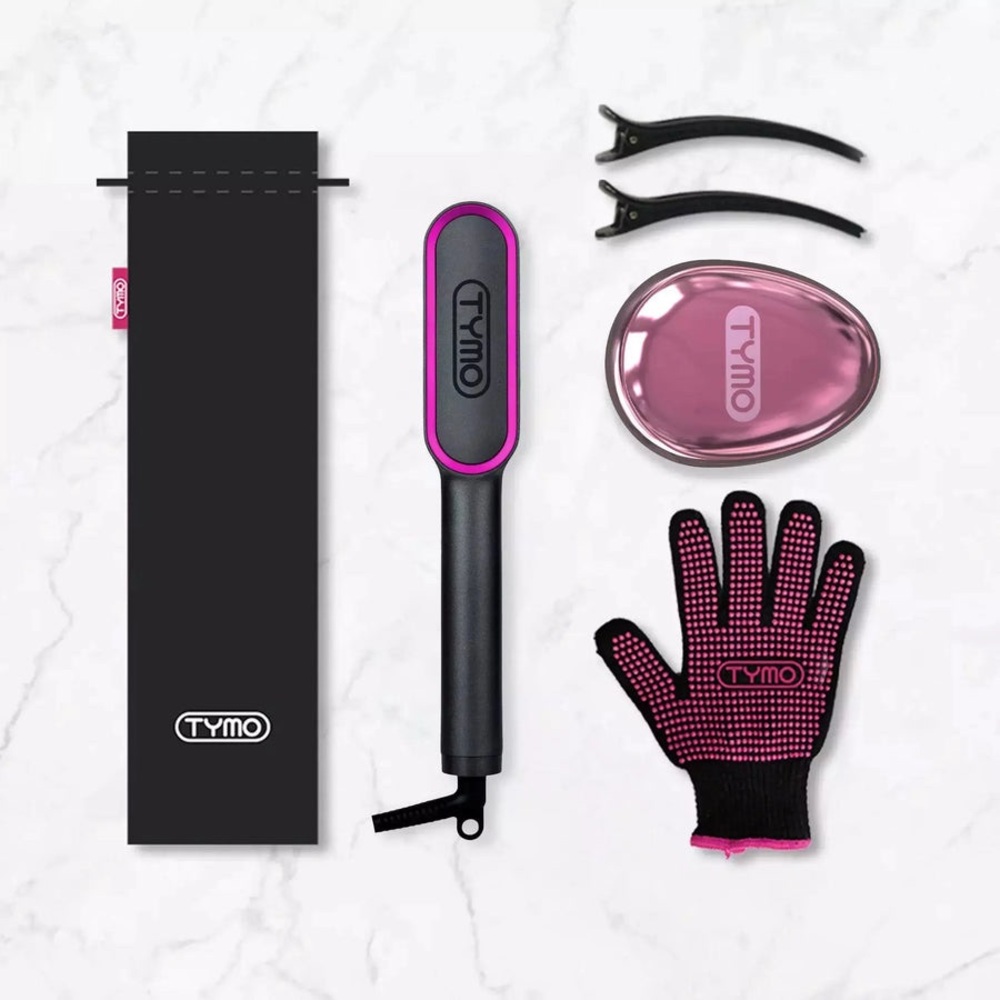 TYMO Hair Straightening Comb - Black and Pink